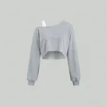 Womens Trendy Sports T Shirt Asymmetrical Neckline Long Sleeve Spring Summer Style Wholesale Ava