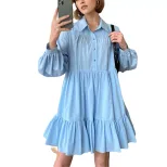 White Shirt Dress Spring Collection Minimalist Design Cotton Fabric Perfect for Office Wear Whol