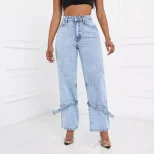 High Waisted Loose Fit Straight Leg Jeans Womens Denim Trousers Casual Wear for Everyday Use Who