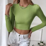 Womens Casual Knit Long Sleeve T Shirt Slim Fit Sexy Backless Design Comfortable Fabric Perfect