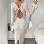 Sexy Backless High Waist Split Maxi Dress Elegant Design Spring Summer Style Wholesale Availabil