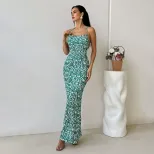 Summer Floral Maxi Dress Sexy Backless Fishtail Design Casual Perfect for Vacations and Music Fe