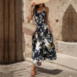 Floral Maxi Dress Elegant Casual Sleeveless Lightweight Fabric Perfect for Vacation or Summer Ev