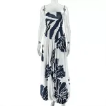 Color Block A Line Dress Black and White Print Off Shoulder Neckline Casual Style Wholesale Avai