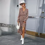 Floral Maxi Dress Slim Fit Side Slit Long Sleeve Autumn Winter Womens Fashion Wholesale Availabl