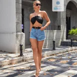 High Waisted Straight Leg Denim Shorts Womens Fashion Casual Style Versatile for Summer Ready to