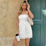 Sleeveless Checkered Bodycon Dress Sexy Solid Color Textured Fabric Perfect for Parties and Nigh