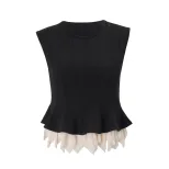 Sleeveless Ruffled Peplum Top and Long Skirt Set Elegant Design Waist Defining Fit Vintage Style