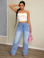 High Waisted Loose Fit Wide Leg Jeans Comfortable Denim Casual Style Versatile for Everyday Wear