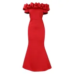 Elegant Mermaid Dress Solid Color Ruffle Trim Slim Fit Evening Gown for Special Occasions Wholes