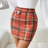 High Waisted Plaid Mini Skirt Stylish Design Bodycon Fit Trendy for Casual Wear Wholesale Availa
