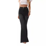 Black Frayed Hem Flare Jeans for Women High Waist Stylish Fit Versatile for Casual Wear Wholesal