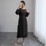French Puff Sleeve Long Sleeve Dress Elegant Style Soft Fabric Autumn Colors Perfect for Tea Par