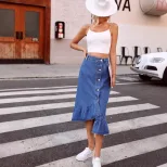 High Waisted A Line Denim Skirt Slim Fit Versatile Style Trendy Design Perfect for Casual Outing