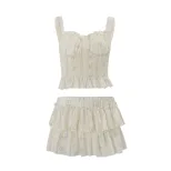 Floral Print Crop Top and Puff Skirt Set Sexy Elegant Spring Womens Fashion for Casual Outings W