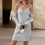 Elegant Womens A Line Dress High Waist V Neck Sleeveless Spring Summer Fashion Wholesale Availab