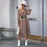 Floral Maxi Dress Slim Fit Side Slit Long Sleeve Autumn Winter Womens Fashion Wholesale Availabl