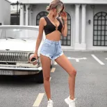 Womens Distressed Denim Shorts Casual Style Trendy Fit European and American Fashion Wholesale A