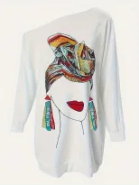 Womens Casual Oversized Long Sleeve T Shirt Dress Unique Print Autumn Style Streetwear Wholesale