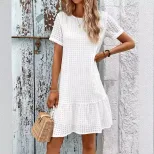 Short Sleeve Solid Color Dress Fresh and Sweet Style Perfect for Summer Occasions Wholesale Avai
