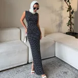 Sleeveless Polka Dot Dress Slim Fit Elegant Bodycon Style Perfect for Summer Events Wholesale Av