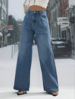 High Waisted Wide Leg Jeans Slim Fit Stylish Design Comfortable Fabric Casual Wear for Women Who