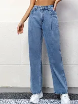 High Waisted Wide Leg Jeans Loose Fit Slimming Design Casual Style Perfect for Everyday Wear Who