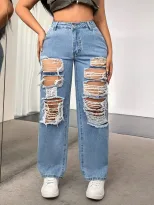 Fashionable Ripped Denim Jeans for Women Casual Style Trendy Design Comfortable Fit Available fo