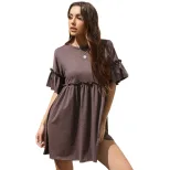 Summer Womens Dress Solid Color Ruffle Trim Loose Fit Casual Wear for Everyday Wholesale Availab