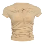 Casual Slim Fit Short Sleeve Top for Women Sexy Lace Up Design Summer Fashion Wholesale Availabl