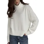 Womens Chunky Knit Sweater Solid Color Turtleneck Loose Fit Casual Autumn Winter Top Wholesale A