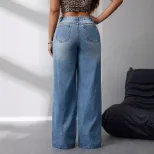 Loose Fit Wide Leg Denim Pants High Quality Fabric Casual Style Trendy Design Perfect for Everyd