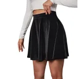 Velvet A Line Skirt Ruffled Hem Solid Color Sweet and Spicy Style Autumn Winter Fashion Wholesal