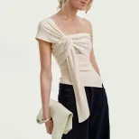 Summer Womens Cold Shoulder T Shirt Sexy Sleeveless Elegant Design High Quality Fabric Casual We