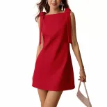 Red Sleeveless A Line Dress for Women Sweet Elegant Slim Fit Perfect for Summer Parties and Gath