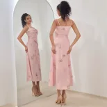 Elegant Pink A Line Midi Dress High Quality Fabric Chic Design Perfect for Spring Summer Events