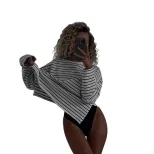 Striped Long Sleeve T Shirt for Women Casual Loose Fit Slimming Design Spring Summer Style Whole