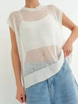 Lace Knit Sweater Vest Lightweight Sheer Round Neck Spring Summer Fall Fashion Wholesale Availab