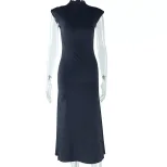 Womens Elegant Solid Color Sleeveless Dress Round Neck Irregular Hem Chic Style Perfect for Casu