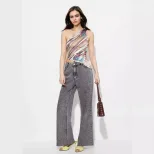 High Waisted Wide Leg Jeans Loose Fit Straight Cut Durable Denim Casual Wear for Women Ready to