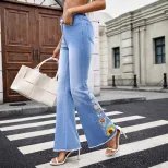 High Waisted Flare Jeans Slim Fit Casual Style Comfortable Denim Perfect for Everyday Wear Ready