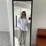 Loose Fit Long Sleeve Split T Shirt for Women 100 Cotton Solid Color Casual Style Spring Summer