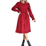 Elegant Solid Color Round Neck Dress for Women Fashion Comfortable Fit Versatile Style Wholesale