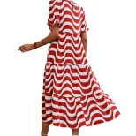 Floral Print Loose Fit Puff Sleeve Dress Casual Style Comfortable Fabric Perfect for Summer Read