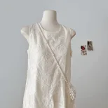 Sleeveless Summer Dress for Women Round Neck Sweetheart Style Lightweight Fabric Available in White Wholesale Sizes S