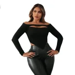 Womens Slim Fit Off Shoulder T Shirt Stylish Design Short Sleeve Versatile for Spring Summer Who