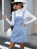 Fashionable Denim Backless Suspender Dress Versatile Style Trendy Design Perfect for Casual Outi