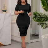 Plus Size Womens Dress Elegant Beaded Bodycon Style Summer Occasion Wholesale Available factory