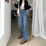 高腰阔腿牛仔裤女2023春季新款学生小众直筒宽松垂感显瘦拖地长裤