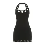 Summer Womens Bodycon Dress U Neck Halter Backless Slim Fit Fashionable for Parties and Events W